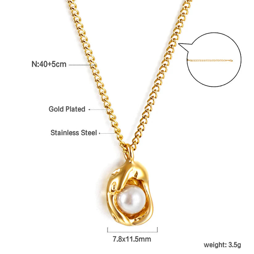 The Aura Pearl Pendant Necklace – Fluid Gold Edition