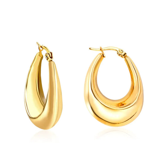 Aria Chunky Teardrop Hoops – 18K Gold Plated