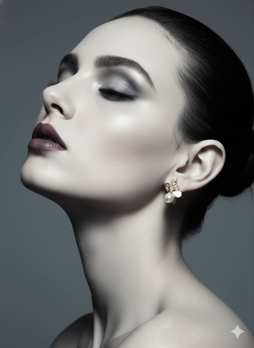 Crystal Winged Butterfly Earrings with Pearl Droplets