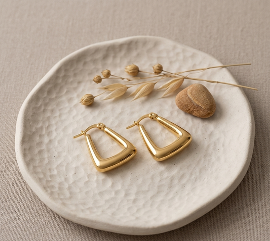 The Sculpted Trapezoid 18k Gold Hoops