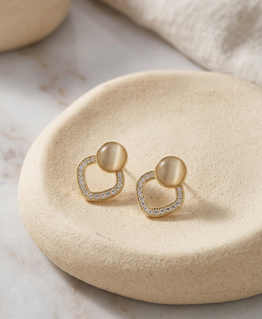 Cat’s Eye & Crystal Halo Earrings
