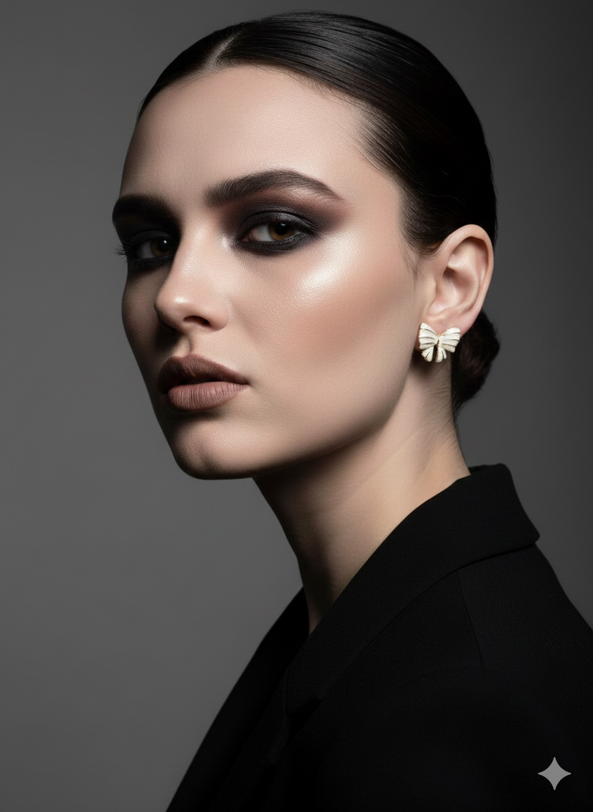 White & Gold Butterfly Studs