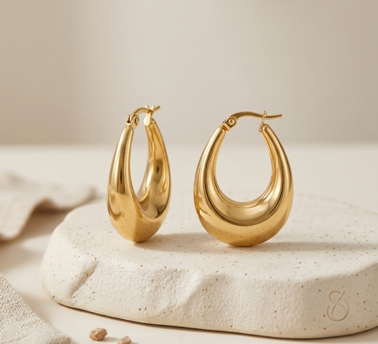 Aria Chunky Teardrop Hoops – 18K Gold Plated
