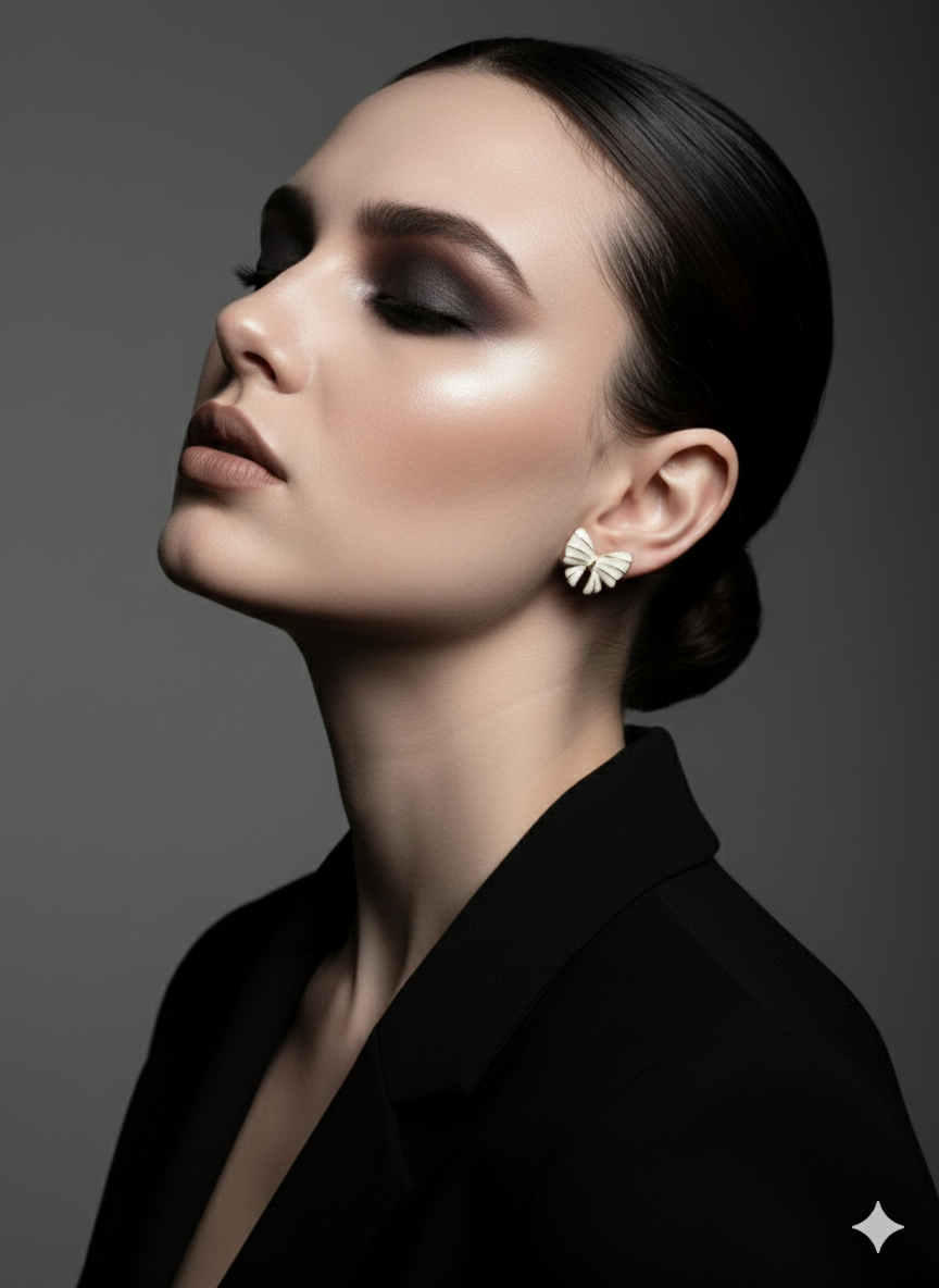 White & Gold Butterfly Studs