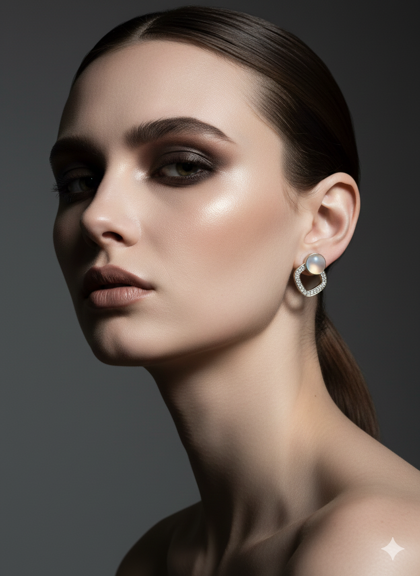 Cat’s Eye & Crystal Halo Earrings