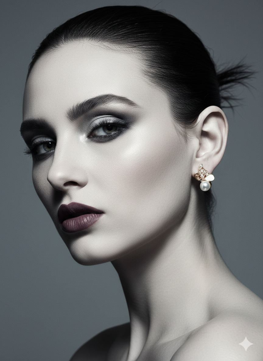 Crystal Winged Butterfly Earrings with Pearl Droplets