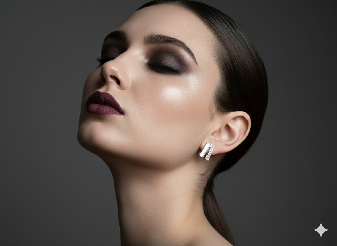 The Geometric Monolith Earrings – Silver & Diamond Pavé