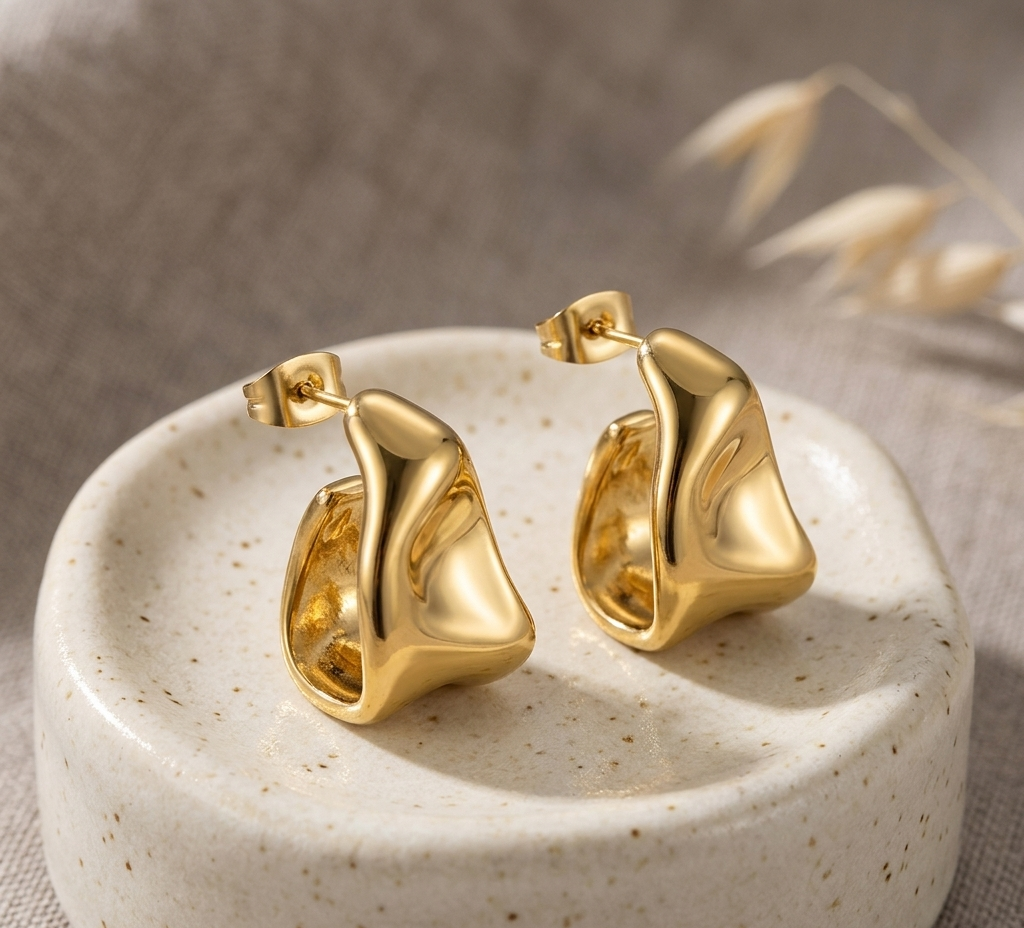 The Sculptural Molten Hoop | Organic 18K Gold Plated