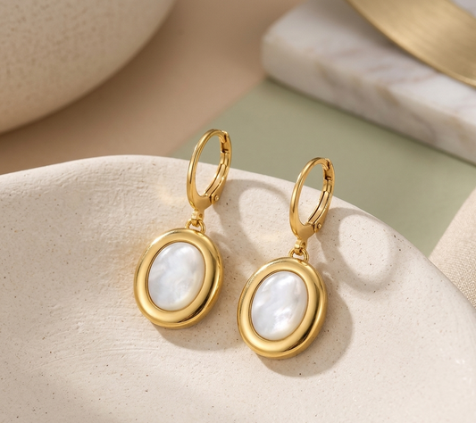 Aura Oval Mother-of-Pearl Drop Earrings
