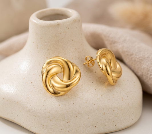 The Sculptural Knot Studs in 18k Gold Finish