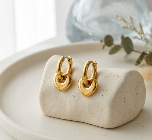 Amora Puffed Heart Huggie Hoops