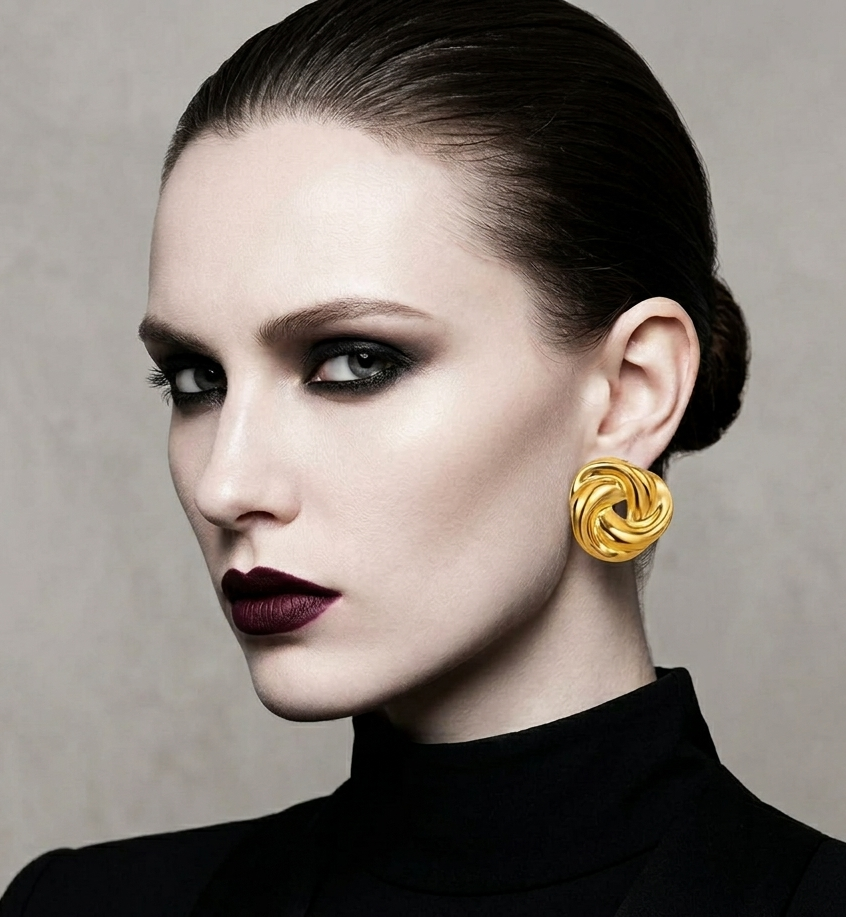 The Sculptural Knot Studs in 18k Gold Finish