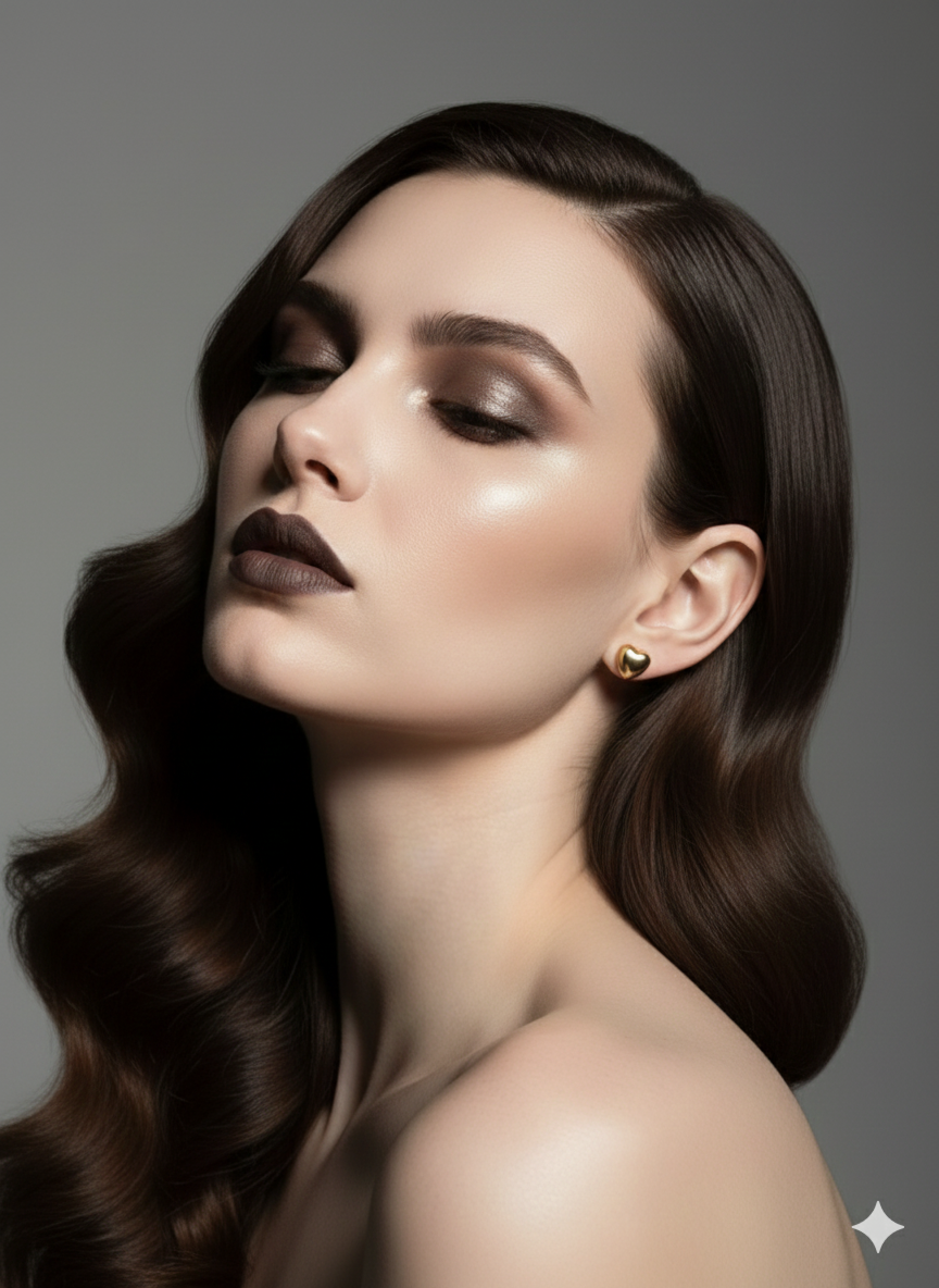 Puffed Heart Studs Gold Tone