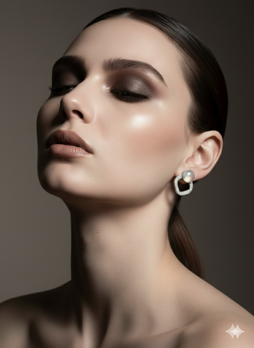 Cat’s Eye & Crystal Halo Earrings