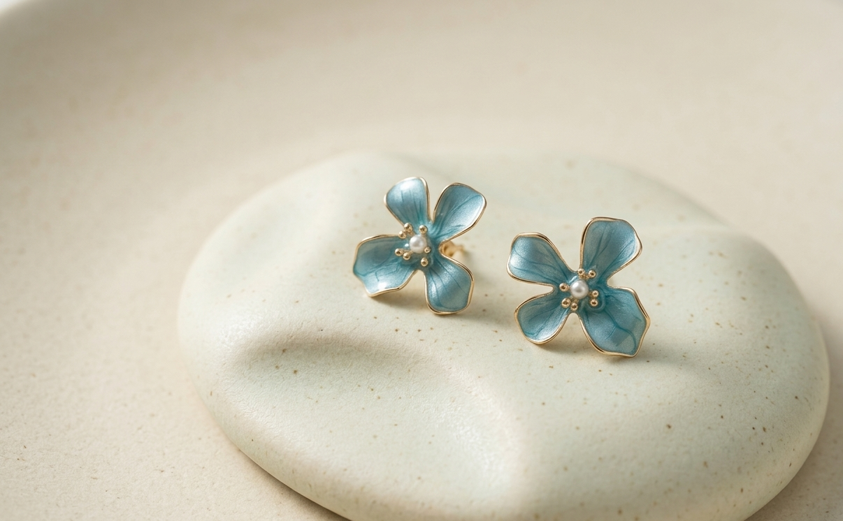 Azure Petal Sculptural Earrings