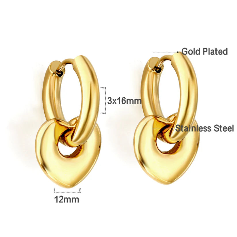 Amora Puffed Heart Huggie Hoops – 18k Gold Plated