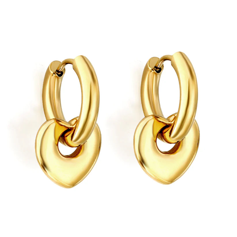 Amora Puffed Heart Huggie Hoops – 18k Gold Plated