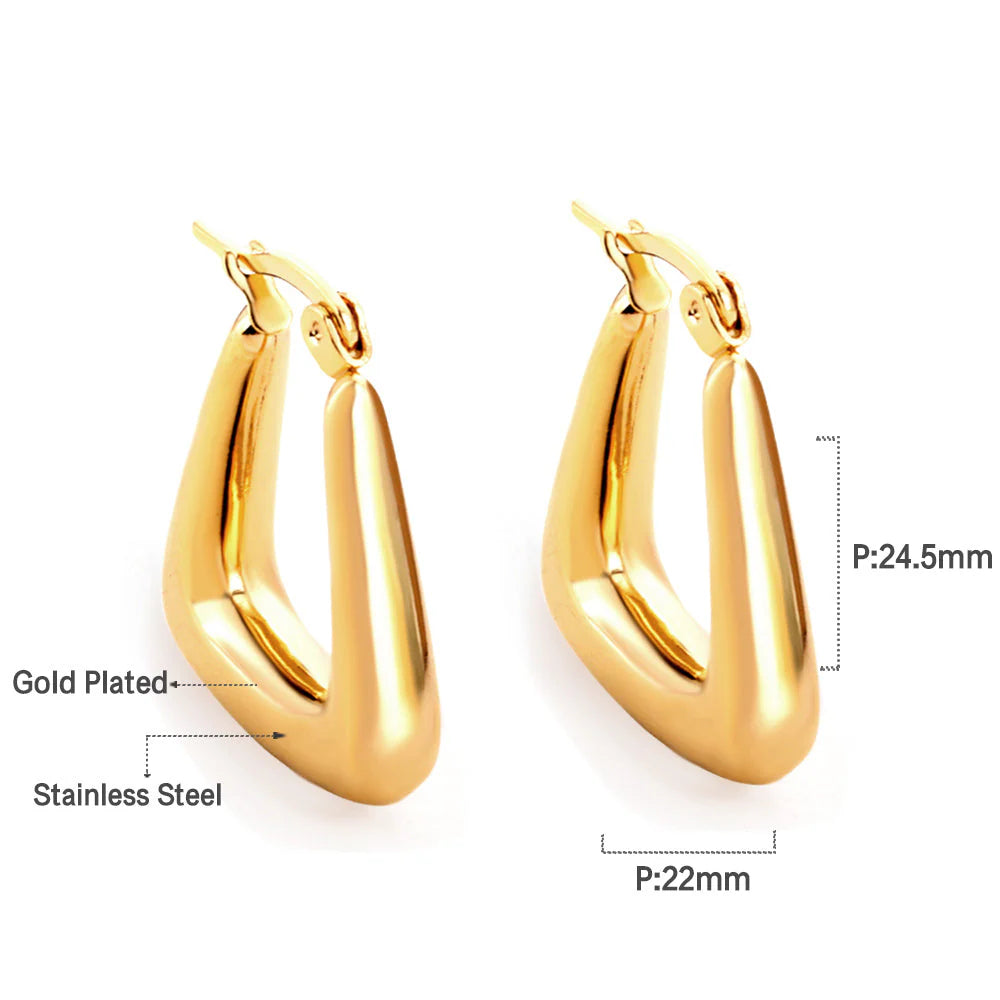 The Sculpted Trapezoid 18k Gold Hoops