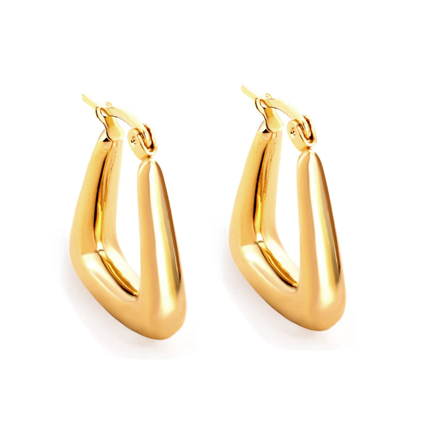 The Sculpted Trapezoid 18k Gold Hoops