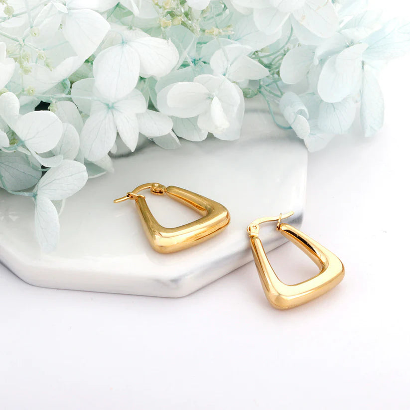 The Sculpted Trapezoid 18k Gold Hoops