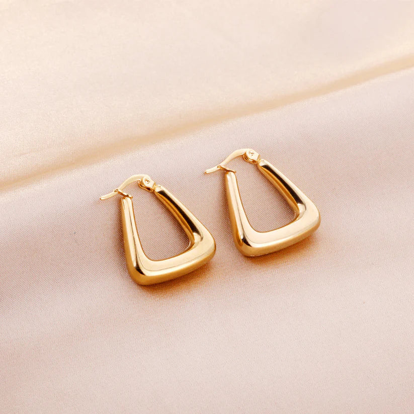 The Sculpted Trapezoid 18k Gold Hoops