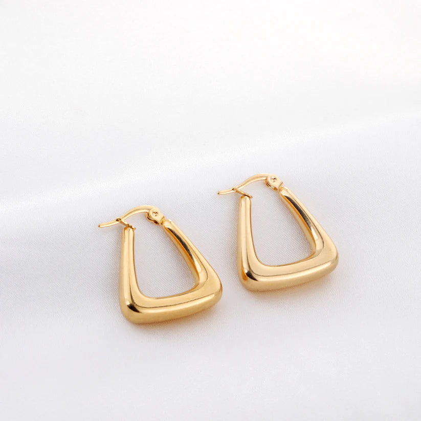 The Sculpted Trapezoid 18k Gold Hoops