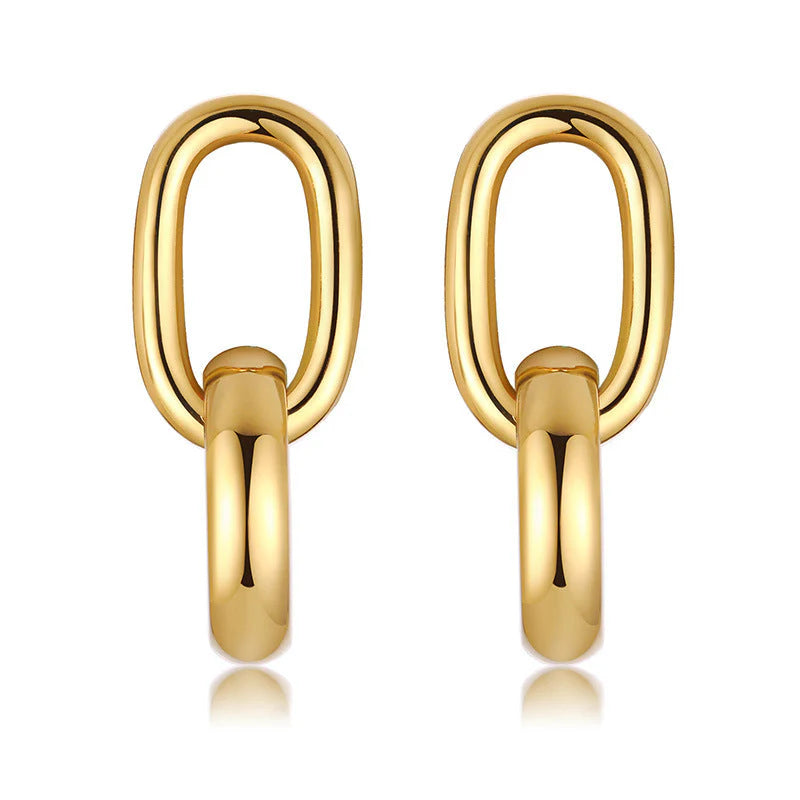 Aura Linked Stud Earrings – 18K Gold Plated