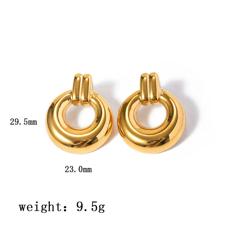 18K Gold Plated Ridged Door Knocker Earrings