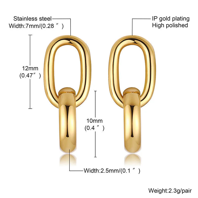 Aura Linked Stud Earrings – 18K Gold Plated