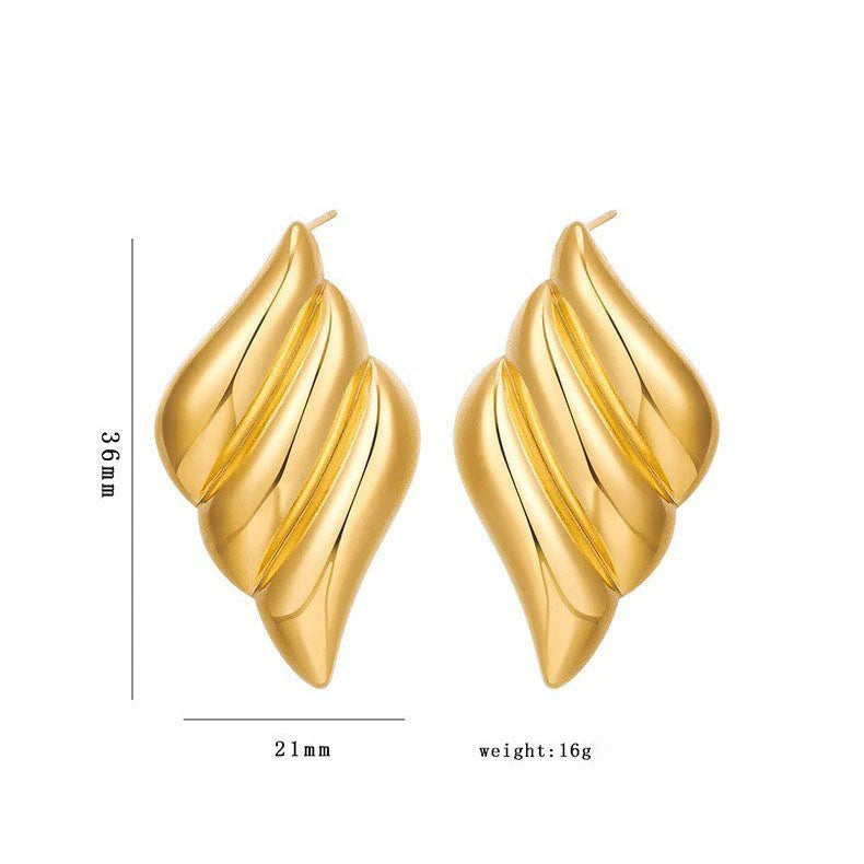 Aura 18K Gold Sculptural Ribbed Statement Earrings