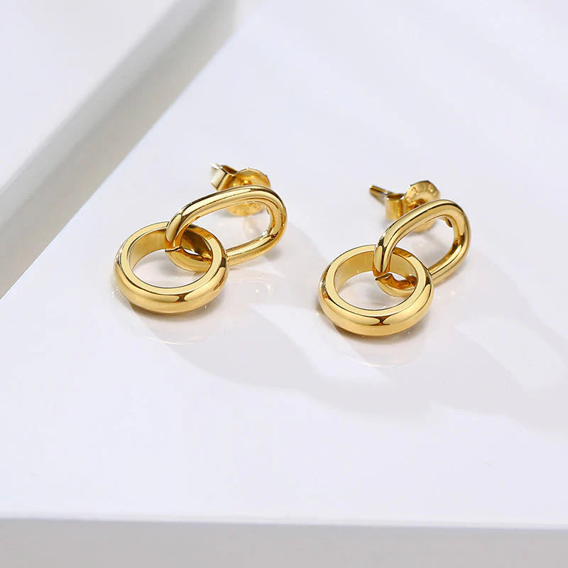 Aura Linked Stud Earrings – 18K Gold Plated